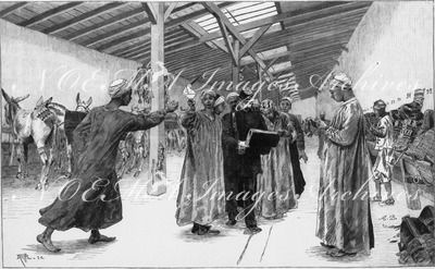 Les niers de la rue du Caire : L'Arrivée du Facteur. カイロ通りのロバ引きたち 郵便配達員の到着