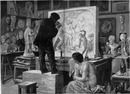 "L'Exposition de Paris. - Supplément au N°32. Beaux-Arts. - Un coin d'atelier, tableau de M. Edouard Dantan." パリ万博 付録 32. 芸術部門 「アトリエの隅」、エドゥアール・ダンタン画