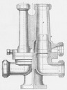 Les freins de chemin de fer : Fig. 4. - Ejecteur (double) ou organe protecteur du vide dans la conduite générale du frein a vide. 鉄道のブレーキ 図4. エジェクタ（ダブル）または真空ブレーキの一般操作時の部品プロテクタ