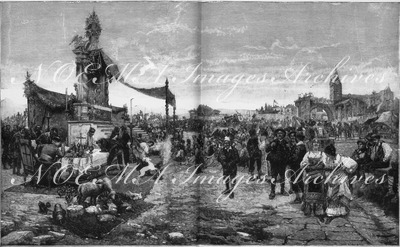 "L'Exposition de Paris. - Supplément au N°29. Beaux-Arts (section italienne). - Une fête napolitaine, tableau de R. Armenise." パリ万博 付録 29. 芸術部門イタリア・コーナー 「ナポリ祭」、R・Armenise画