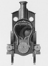 Les locomotives compound : Fig. 2. - Locomotive compound Webb (coupe transversale). 複式蒸気機関車 図2. ウェッブ式複式蒸気機関車（横断面図）