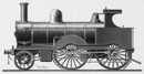 Les locomotives compound : Fig. 1. - Locomotive compound Webb (élévation longitudinale). 複式蒸気機関車 図1. ウェッブ式複式蒸気機関車（縦断立面図）