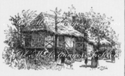 Le kampong javanais à l'exposition universelle. : Une Maison sur pilotis. ジャワ島の集落 柱上の家