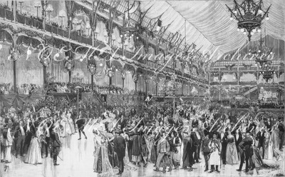 L'Exposition de Paris. - Supplément au N°25. Les fêtes de l'Exposition. - Le palais de l'industrie transformé en salle des fêtes. パリ万博 付録 25. 祭典 式典会場となった産業館