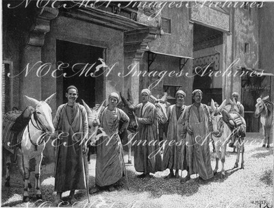 Les Aniers égyptiens de la rue du Caire. カイロ通りのエジプト人ロバ引きたち
