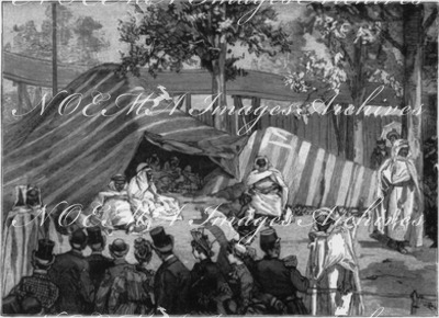 L'Exposition Algérienne : Un campement de tribus nomades. アルジェリア館 遊牧民の部族のキャンプ生活