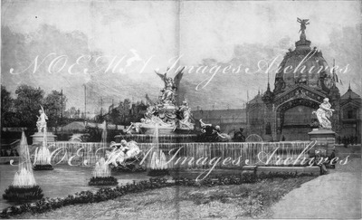 L'Exposition de Paris. - Supplément au N°17.  La fontaine monumentale du sculpteur Coutan : Vue de face. パリ万博 付録 17. 万博記念噴水の正面像、彫刻家クータン作