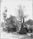 "L'Histoire de l'habitation humaine. - M. Charles Garnier, architecte. : 1, 2 et 3. Prehistoriques : Grotte troglodyte. - Cité lacustre." "人類の住居の歴史展示場  シャルル・ガルニエ設計 1, 2 および 3. 先史時代 ： 穴居人の洞窟、湖上居住者都市"