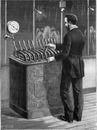 La fontaine lumineuse de l'exposition universelle. : Fig. 4. - Intérieur du kiosque d'observation. イルミネーション噴水 図 4. 監視小屋の内部