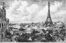 "L'Exposition de Paris. - Supplément au N°14.  Vue d'ensemble de l'exposition universelle, prise du palais du Trocadéro." パリ万博 付録 14. トロカデロ宮殿から見た万博会場全体