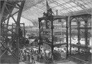 L'Exposition de Paris. - Supplément au N°10. : Les travaux d'installation dans la galerie des machines. - Vue prise du premier étage. パリ万博 付録 10. 機械館での設置作業 2階からの様子