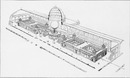 Le palais des Arts liberaux. - Vue en perspective de l'ensemble des galeries. リベラル・アート館 展示室全体を一望の下に眺める