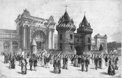 L'Exposition de Paris. - Supplément au N°9.  Exposition universelle de 1889. - Le palais du ministere de la guerre a l'esplanade des Invalides. パリ万博 付録 9. アンヴァリッド会場の軍需省館