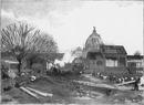 Les travaux du Champ de Mars. - Les terrassements sur l'emplacement de la fontaine monumentale. シャン・ド・マルス会場の建設現場 万博記念噴水用地の造成