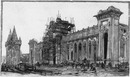 Les travaux de l'exposition universelle de 1889. - Pavillons des Colonies a l'Esplanade des Invalides. : 1. L'Exposition du Ministère de la Guerre. - 2. Le Palais de l'Algérie. アンヴァリッド会場の各植民地パヴィリオンの建設現場 1. 軍需省展示館  2. アルジェリア館