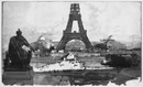 "Supplément au N°3 de l'exposition de Paris, L'exposition universelle de 1889. - Etat des travaux du champ de Mars. - Vue prise du palais du Trocadéro." パリ万博 付録 3. トロカデロ宮殿から見たシャン・ド・マルス会場建設工事の様子