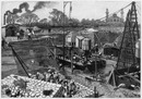 La tour Eiffel. - Travaux de fondation et de consolidation des piles. エッフェル塔 土台と橋脚の強化工事