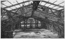 La galerie des machines vue du haut des échafaudages. 足場の高みから機械館を見下ろす