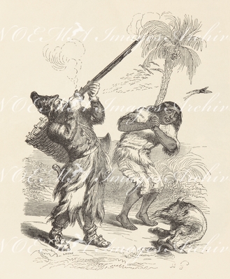 グランヴィル Grandville - 本文《ロビンソン・クルーソー漂流記》Text: Aventures de Robinson Crusoe