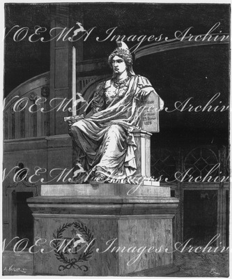 "Statue de la République, de Clésinger, erigee devant le palais du Champ-de-Mars." シャン・ド・マルス会場の前に建立された「フランス共和国の女神」の彫像、クレザンジェ作