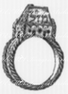 "L'Exposition de Paris. - Supplément au N°39. : Objets d'art religieux de la collection de M. Strauss, faisant partie de l'exposition rétrospective du Trocadéro. : Bague de fiançailles." パリ万博 付録 39 トロカデロ会場の回顧展に出展されたシュトラウス・コレクションの宗教関係の美術品 婚約指輪