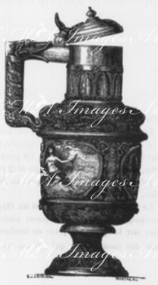 "Canette ornée de sujets, par Bernard Pallisy." ベルナール・パリシーによる小像の装飾がほどこされた壷