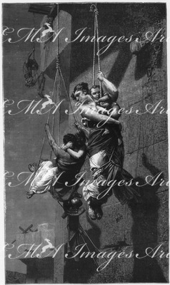L'Exposition de Paris. - Supplément au N°36. : Beaux-Arts. - Section française. Les fugitifs. Tableau de M. Glaize. パリ万博 付録 36  芸術部門フランス・コーナー 「逃亡者たち」、グレーズ画