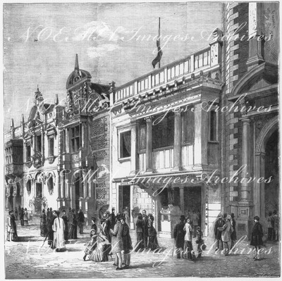 La rue des Nations. - Facade de la section grecque et de la section danoise. 諸国通り  ギリシャ館とデンマーク館のファサード