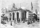 Facade du pavillon agricole espagnol dans le parc du Champ-de-Mars. シャン・ド・マルス会場のスペイン農業館のファサード