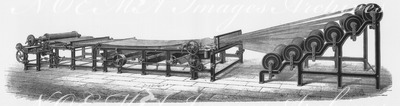 "L'Exposition de Paris. - Supplément au N°34. : Vue d'une encolleuse pour la laine,type de MM. Pierrard-Parfaite et fils, à Reims. " パリ万博 付録 34  ランスのピエラール=パルフェット親子会社式の毛織物用経糸の糊付け機