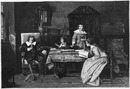 "Beaux-Arts. - Section autrichienne. - Milton dictant le PARDIS PERDU à ses filles, tableau de M. Munkacsy (grande médaille d'honneur)" 芸術部門オーストリア・コーナー  「娘たちに『失楽園』を口述するミルトン」、ムンカクスキー 画（名誉大賞）