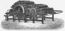 Spécimen d'un carde à avant-train avec combinaison spéciale de MM. Pierrard-Parfaite et fils. ピエラール=パルフェット親子会社製の特別結合の導輪梳毛機の見本