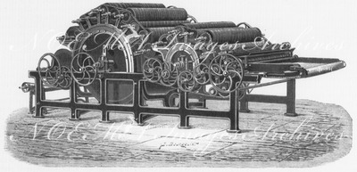 Spécimen d'un carde à avant-train avec combinaison spéciale de MM. Pierrard-Parfaite et fils. ピエラール=パルフェット親子会社製の特別結合の導輪梳毛機の見本