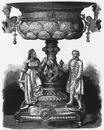 "Section Russe. - Coupe en argent repoussé, exposée par Ovtschinnikow." ロシア展示コーナー  Ovtschinnikow出展の銀製の打ち出し飾り鉢