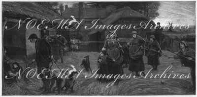 L'Exposition de Paris. - Supplément au N°32. Beaux-arts. - Section anglaise. Une cour de ferme anglaise. Tableau de M. R. -W. Macbeth パリ万博 付録 32  芸術部門英国コーナー 「イギリスの農家の庭」、R-W・マクベス画