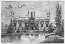 "Vue générale du pavillon du Creusot, dans le parc du Champ-de-Mars." シャン・ド・マルス会場のクルーゾ館の全景