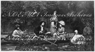 "L'Exposition de Paris. - Supplément au N°28. Beaux-arts. - Section anglaise. Le doux repos, tableau de S.-L.Fildes." パリ万博 付録 28  芸術部門英国コーナー 「穏やかな休息」、S-L・フィルデス画