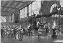 L'Exposition de Paris. - Supplément au N°26. Vue de la grande galerie dans laquelle sont exposées les sculptures italiennes. パリ万博 付録 26  イタリア彫刻が展示された大展示室