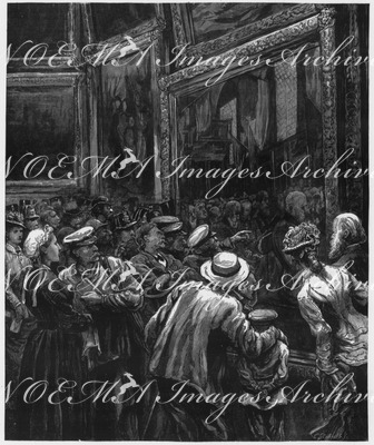 Le public du dimanche visitant les galeries des Beaux-Arts au Champ-de-Mars. シャン・ド・マルス会場の芸術館を訪れた日曜日の群集