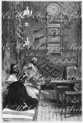 "Intérieur du pavillon tunisien, au Trocadéro." トロカデロ会場のチュニジア館内部