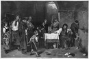 "L'Exposition de Paris. - Supplément au N°23. Beaux-arts. - Section de la gravure sur bois. La dernière heure d'un condamné. D'après le tableau de M. Munkacsy, gravure sur bois de M. C. Baude." パリ万博 付録 23 芸術部門木版画コーナー 「死刑囚の最後の時間」、原画ムンカクスキー、木版C・ボード