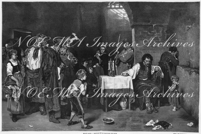 "L'Exposition de Paris. - Supplément au N°23. Beaux-arts. - Section de la gravure sur bois. La dernière heure d'un condamné. D'après le tableau de M. Munkacsy, gravure sur bois de M. C. Baude." パリ万博 付録 23 芸術部門木版画コーナー 「死刑囚の最後の時間」、原画ムンカクスキー、木版C・ボード