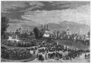 "Le parc de l'Exposition universelle, vue prise un dimanche." 日曜日の万博会場