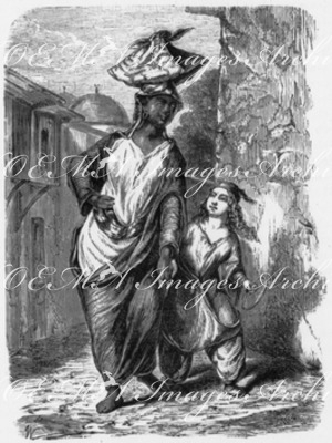 Costumes de Constantinople. : Enfant turc et négresse. コンスタンティノープルの民族衣装 トルコ人の子供と黒人女