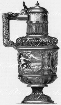 "Vase exposés dans la galerie du travail. : Vase de Bernard de Palissy, Tiré de la collection de M. Alphonse de Rothschild." 労働館に展示された壷 アルフォンス・ロットシルド氏のコレクションよりベルナール・ド・パリシーの壷