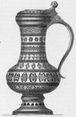 "Vase exposés dans la galerie du travail. : Aiguière d'Oiron, dite Faience de Henri Ⅱ, Tirée de la collection de M. Alphonse de Rothschild." 労働館に展示された壷 アルフォンス・ロットシルド氏のコレクションよりアンリ2世の陶器と呼ばれるワロンの水差し