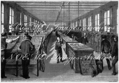 "Atelier de composition chez MM. Mame, à Tours." トゥールのマーム書店の活字組みの工場