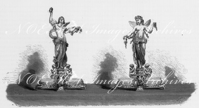 "Orfèvrerie : Exposition de M. Christofle. - Les ondines, sculpture de M. Klagmann." クリストフルの金銀細工製品 クラグマンの彫刻による「オンディーヌたち」