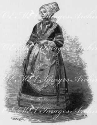Costumes bretons. : Femme de scaer.ブルターニュ地方の民族衣装 scaerの女