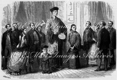 Le géant et le nain chinois. 中国人の巨人と小人